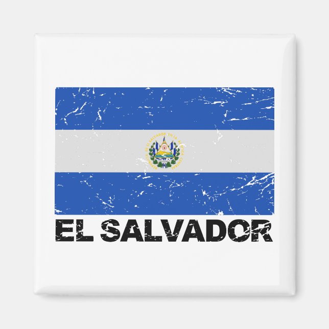 El Salvador Vintage Flagga Magnet (Framsidan)