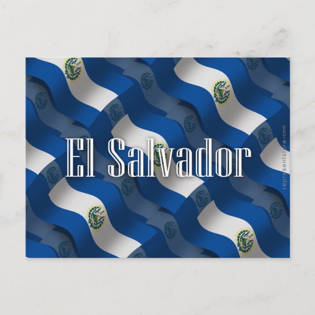 El Salvador Wave Flagga Vykort (Framsida)