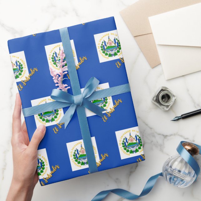 El Salvador Wrapping Papper, Salvador Flagga patri Presentpapper (Gifting)