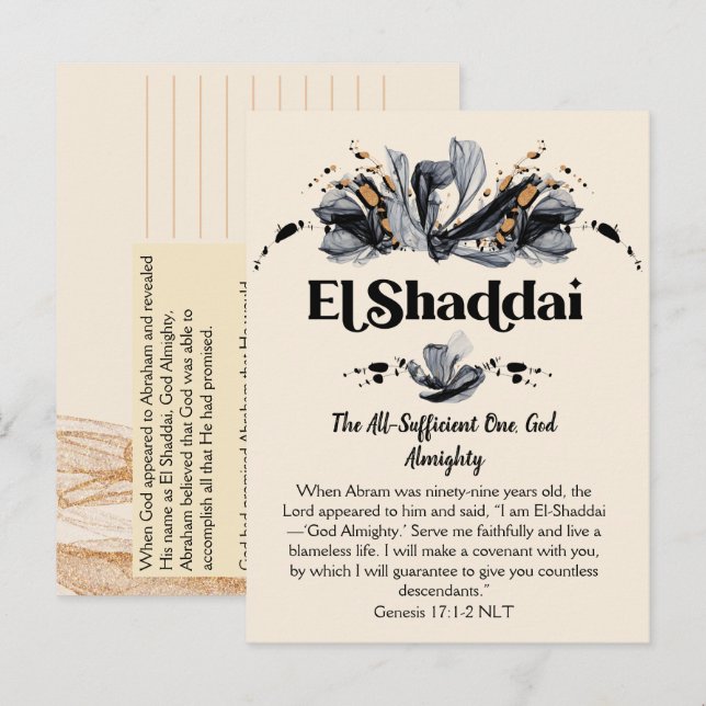 El Shaddai | Namn av Guds utvecklingsskript Vykort (Fram/baksida)