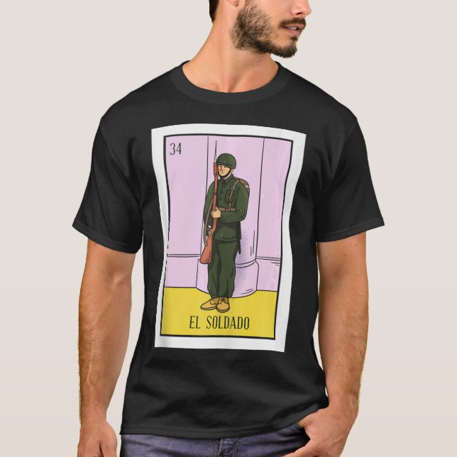 El Soldado Lottery ger soldat kort mexikanskt L T Shirt (Framsida)