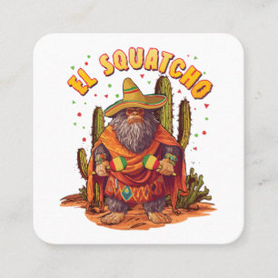 El Squatcho Bigfoot med Maraca, Sombrero och Ponc Fyrkantigt Visitkort
