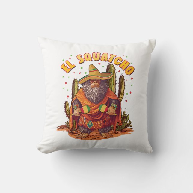 El Squatcho Bigfoot med Maraca, Sombrero och Ponc Kudde (Framsida)