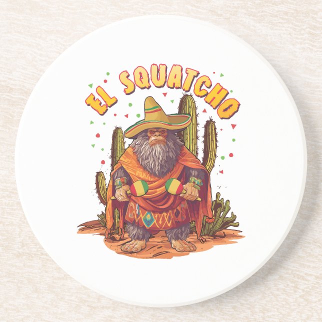 El Squatcho Bigfoot med Maraca, Sombrero och Ponc Underlägg (Framsidan)