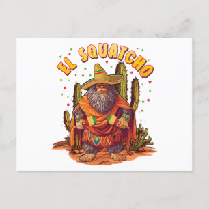 El Squatcho Bigfoot med Maraca, Sombrero och Ponc Vykort
