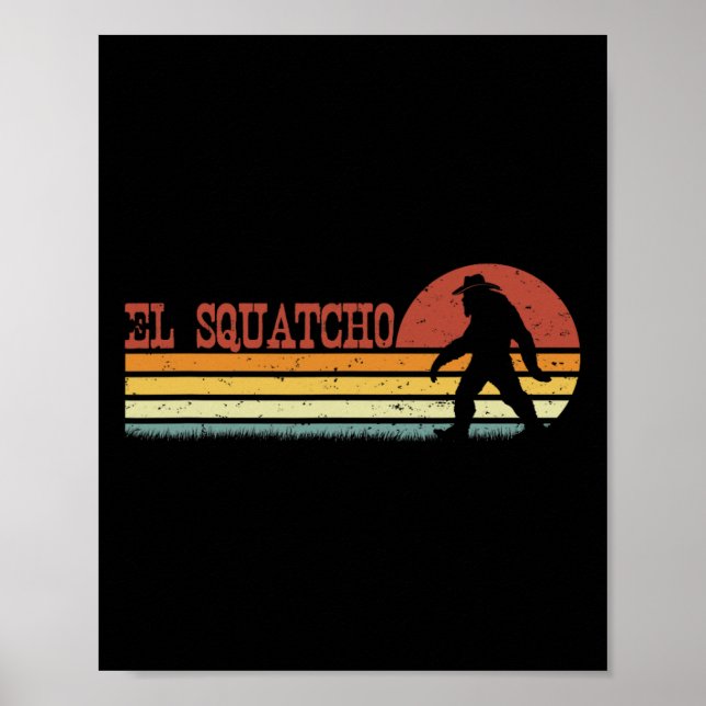 El Squatcho - Roliga Retro Ränder Bigfoot Cinco De Poster (Framsidan)