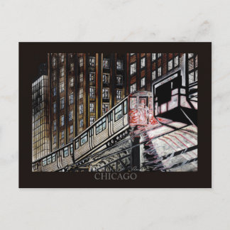 El Tåg Chicago Randsom Art Vykort