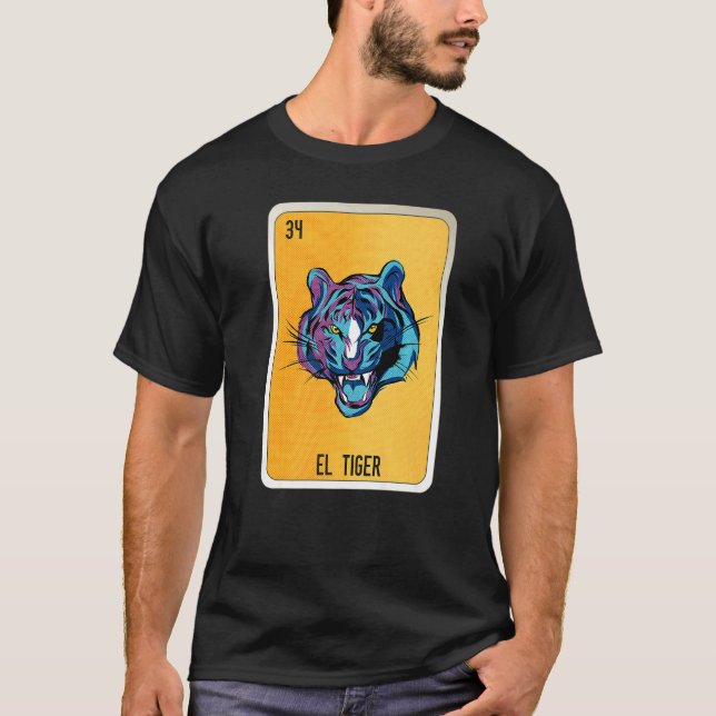 El Tiger Mexican Slang Lottery Bingo Cards T Shirt (Framsida)