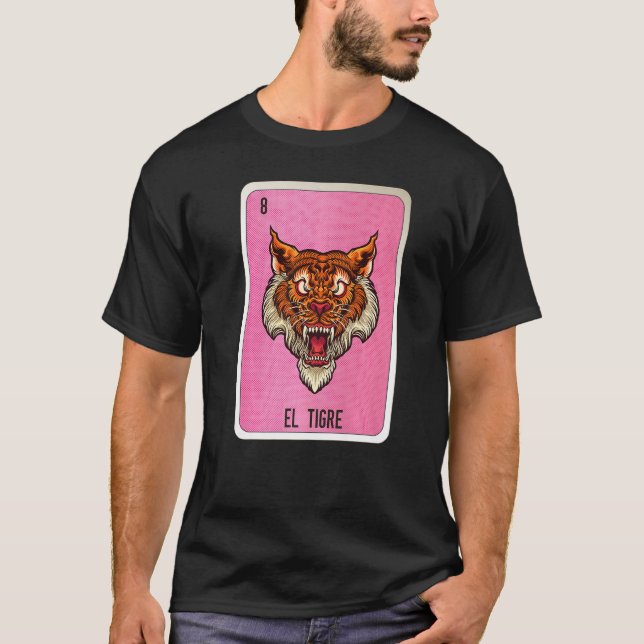 El Tigre Mexican Lottery Mexico Loteria Cards T Shirt (Framsida)