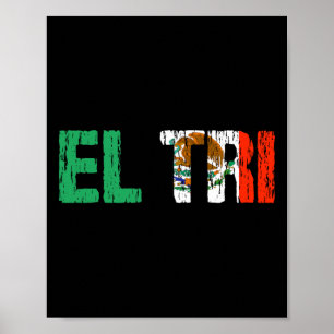 El Tri Mexiko fotbollsfan Futbol Distressed Flag G Poster