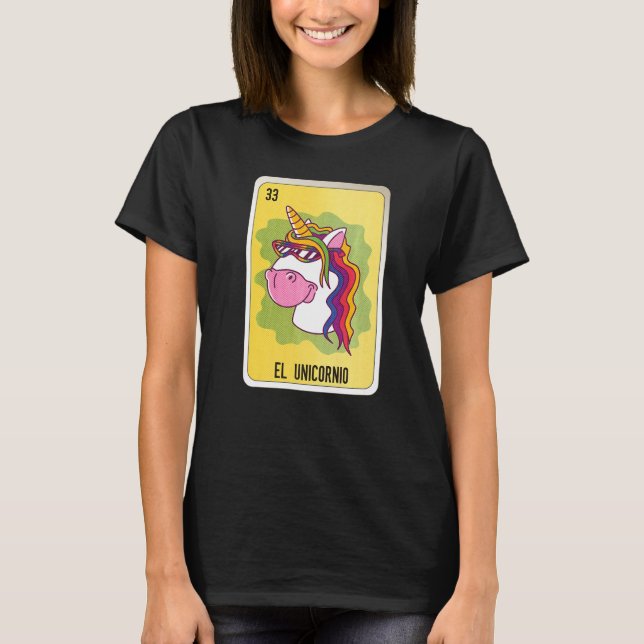 El Unicornio Mexican Lottery Mexico Loteria Cards T Shirt (Framsida)