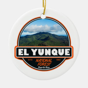 El Yunque National Forest Puerto Rico Emblem Julgransprydnad Keramik
