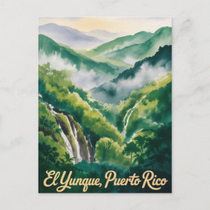 El Yunque nationalpark Puerto Rico Akvarell Vykort