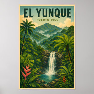 El Yunque nationalpark Puerto Rico illustration Poster