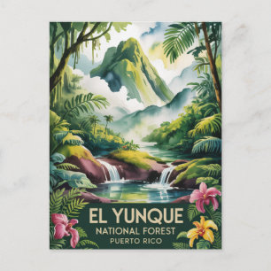 El Yunque nationalpark Puerto Rico-målning Vykort