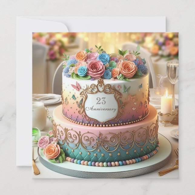 ELABORATE COLORFUL BLOMMIGT ANNIVERSARY CAKE (Framsida)