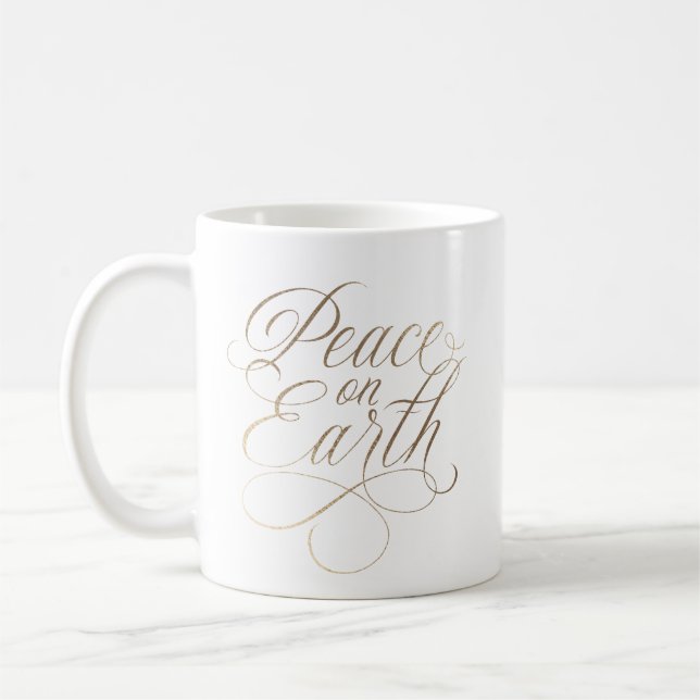 Elaborativ, Elegant Peace on Earth Faux-guld-skrip Kaffemugg (Vänster)