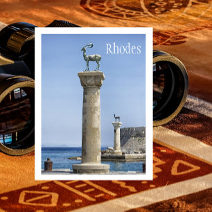 Elafos och Elafina, Entrance to Rhodes, Grekland Vykort
