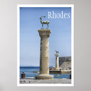 Elafos och Elafina, Rhodes, Grekland Poster
