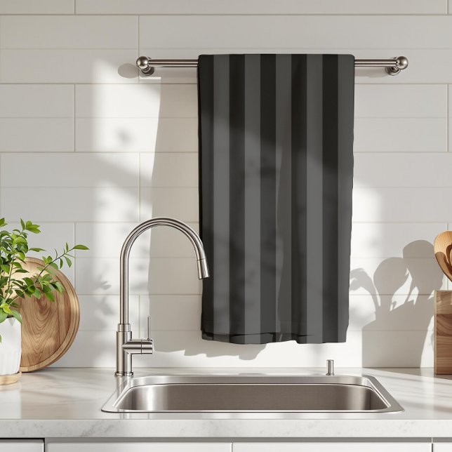 Elagnat Black & Smoky Black Lodrät Rand Kökshandduk (Skapare uppladdad)