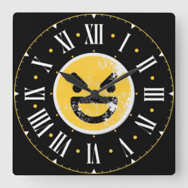 Elak Ansikte Emoji Inside Roman Numerals Fyrkantig Klocka