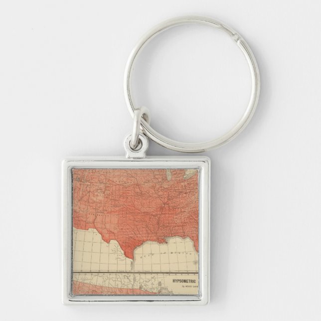 Elak, årstemperatur, rumstemperatur fyrkantig silverfärgad nyckelring (Framsidan)