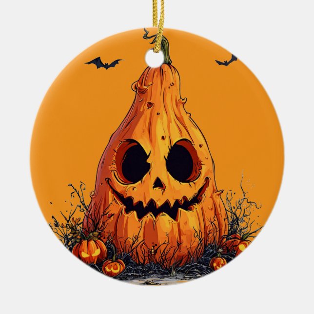 Elak grinande pumpa spöklik Halloween Julgransprydnad Keramik (Framsidan)