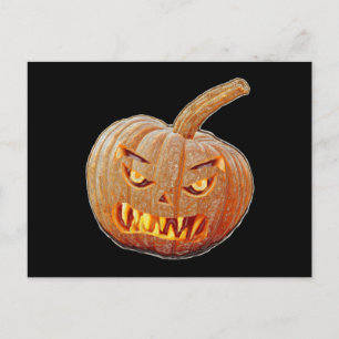 Elak och Ugly Pumpkin Ansikte Vykort