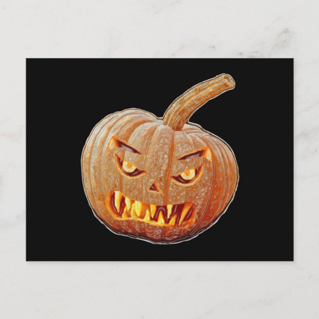 Elak och Ugly Pumpkin Ansikte Vykort (Framsida)