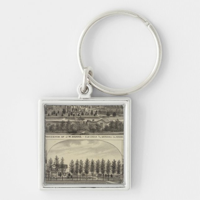 Elak, regnbåge och Sabins i Kansas Fyrkantig Silverfärgad Nyckelring (Framsidan)