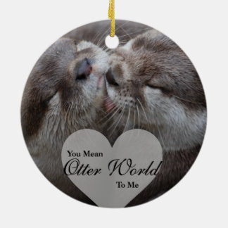 Elaket Otter World till mig Otters Kärlek Kissing Julgransprydnad Keramik