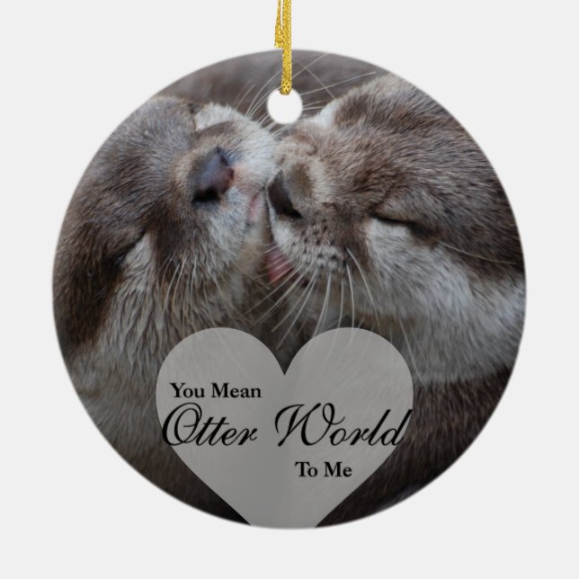 Elaket Otter World till mig Otters Kärlek Kissing Julgransprydnad Keramik (Baksidan)