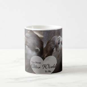 Elaket Otter World till mig Otters Kärlek Kissing Kaffemugg