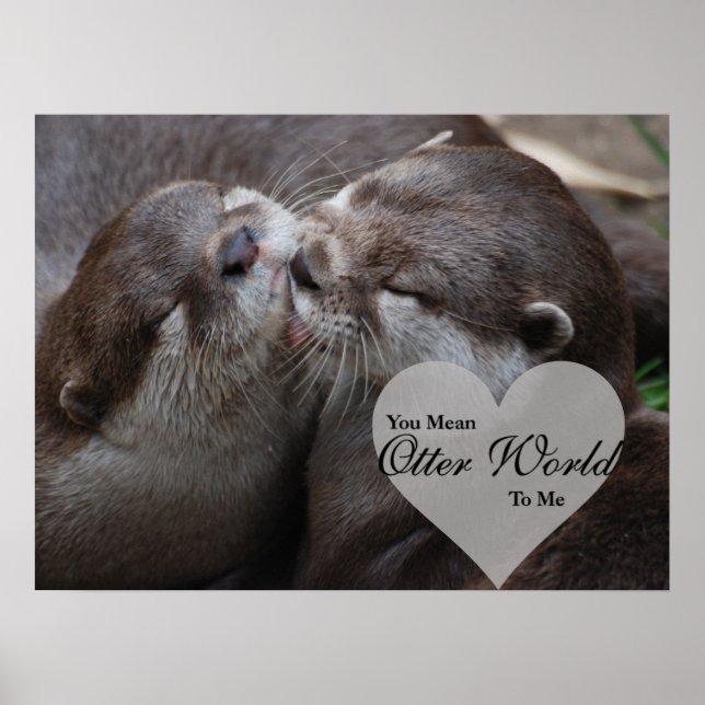 Elaket Otter World till mig Otters Kärlek Kissing Poster (Framsidan)