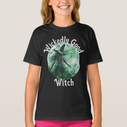 Elakt God Häxa Grön Häxa Teckning T Shirt