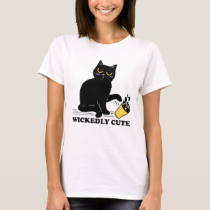 Elakt söt svart katt t shirt
