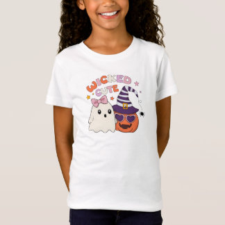 Elakt söta Halloween-spöke och pumkartong-teckning T Shirt