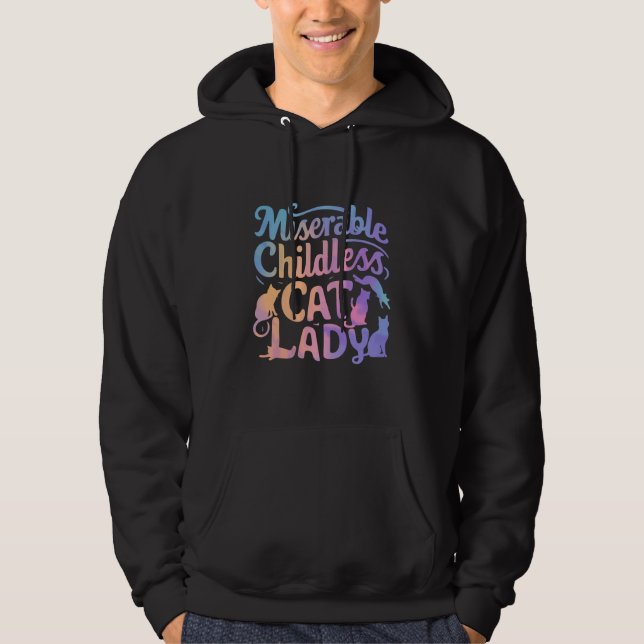 Eländig kattdam utan barn hoodie (Framsida)