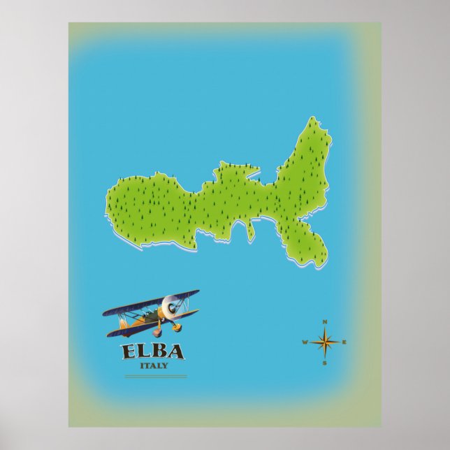 Elba Italien karta reseaffisch Poster (Framsidan)