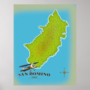Elba Italien karta reseaffisch Poster