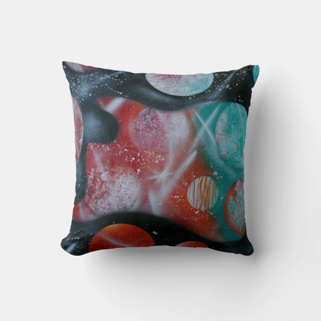 elbaskrickaplanet som spacepainting kudde (Framsida)