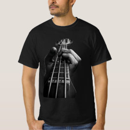 Elbasshand närbild enfärgad grafisk t-shirt