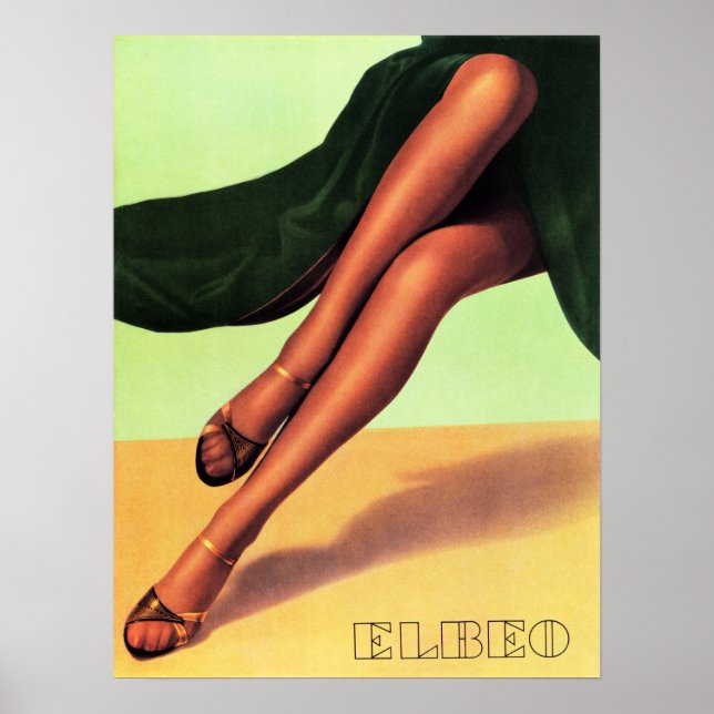ELBEO Women Hosiery Stocking Pantyhose Retro Ad Poster (Framsidan)