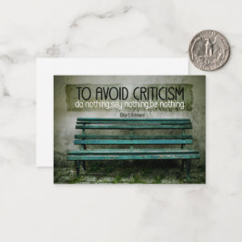 Elbert Hubbard inspirationcitat "Kritik" Anteckningskort