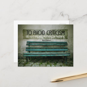 Elbert Hubbard inspirationcitat "Kritik" Vykort