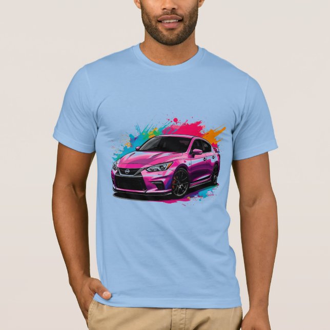 Elbil med livfulla färgsprut t shirt (Framsida)