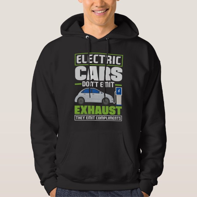Elbilar sänder komplimanger Batteri Elbil Hoodie (Framsida)