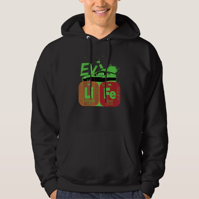 Elbilsliv Periodiska Systemet Elkraft Fordon Hoodie (Framsida)