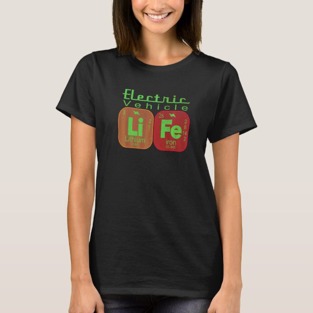 Elbilsliv Periodiska Systemet Elkraft Fordon T Shirt (Framsida)