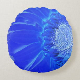 Elblågröna gerbera rund kudde